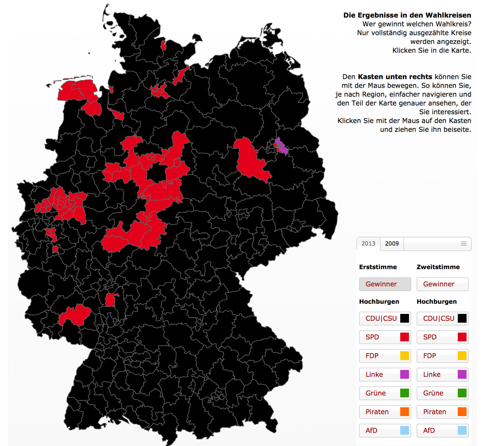 Bundestagswahl 2013 | Ergebnisse nach Wahlkreisen | spiegel.de